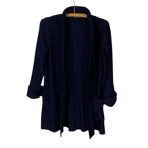 Eileen Fisher Navy Open Front Long Cardigan Size XS